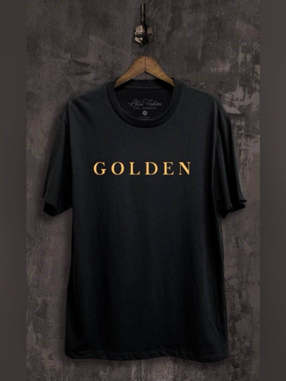 UNISEX Golden Print Black Crewneck T-Shirt